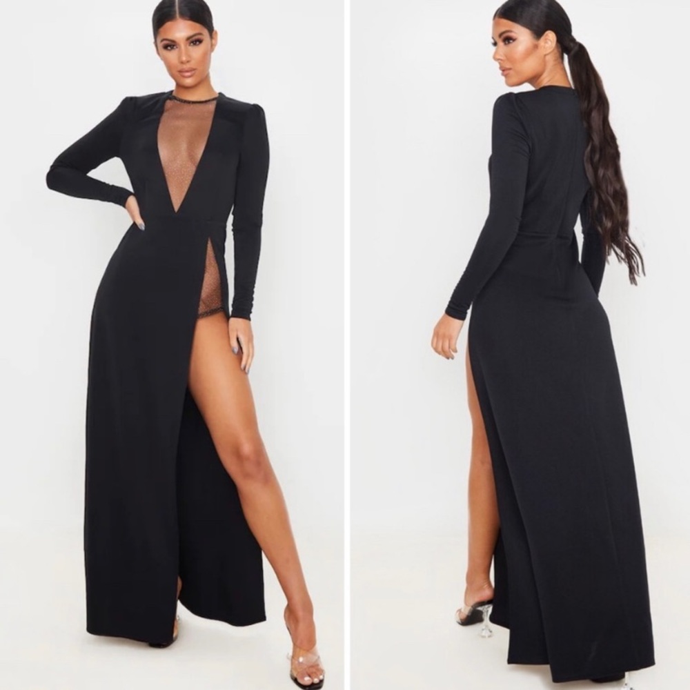 PLT Black slit dress